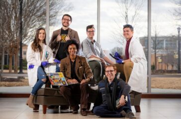 This photoshoot for KSU magazine features students that are presenting at the 2019 NCUR conference. This group photoshoot took place in the Bagwell education building.