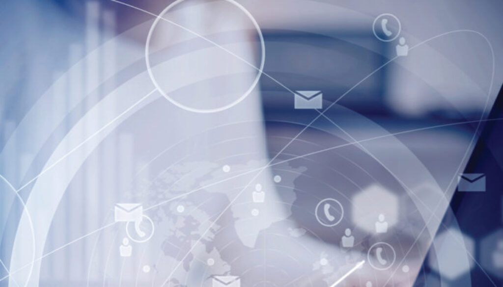 Concept of virtual interfaces,digital icons,worldwide online connections.Female hand touching black screen modern smartphone on the wooden table.Young business people using mobile devices.Blurred