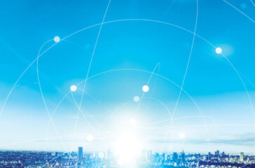 Smart city and communication network concept. 5G. LPWA (Low Power Wide Area). Wireless communication.