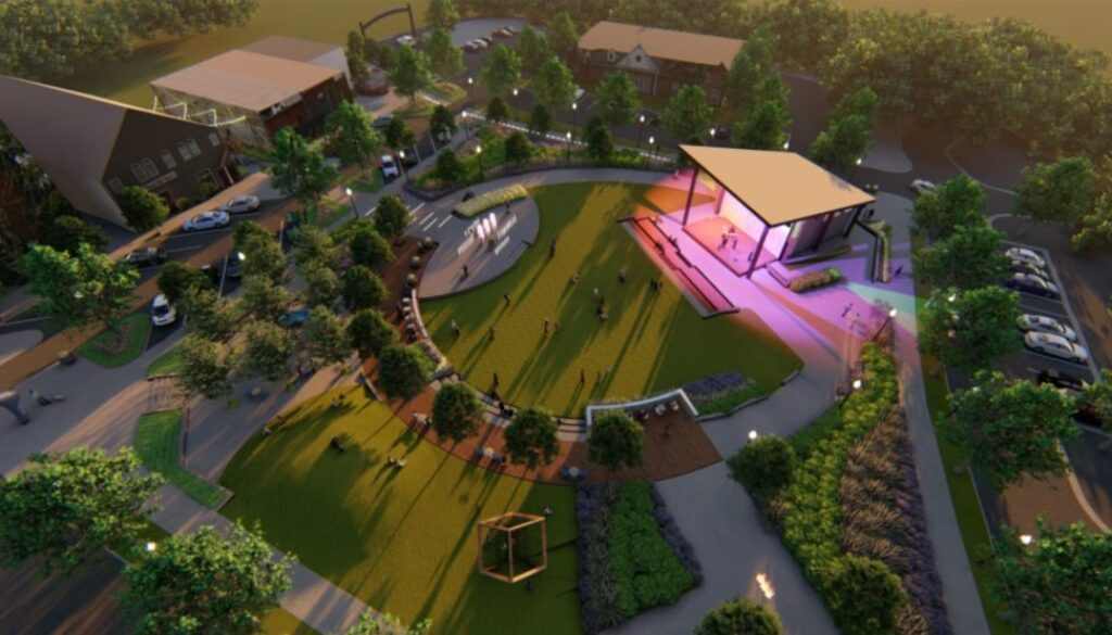 Rendering for new park in downtown Powder Springs, Georgia.