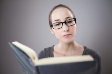 woman in library