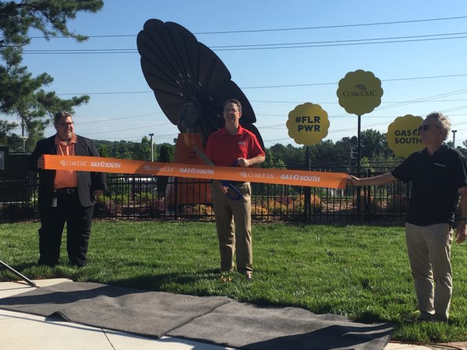 Cobb EMC Opens Innovative Solar Garden Pictured L to R: Cobb EMC VP of Power Supply & Planning Tim Jarrell, Cobb EMC President & CEO Peter Heintzelman, and Gas South President & CEO Kevin Greiner. Photo Credit: Pamela Dabrowa Photography