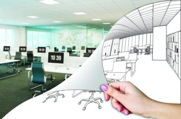 3d illustration. An office renovation concept
