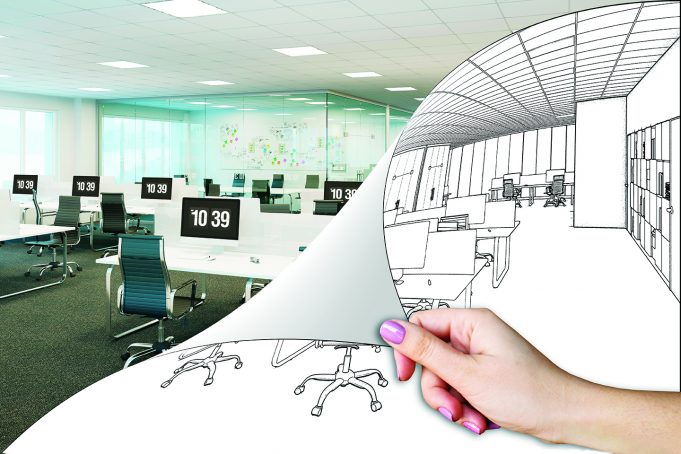 BT360: Efficiency at Its Finest 3d illustration. An office renovation concept