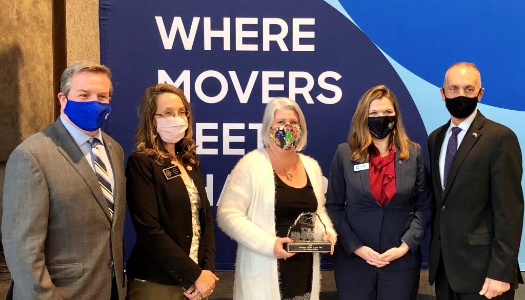 Left to right: John Loud, 2020 Cobb Chamber Chairman; District 1 Commissioner, Keli Gambrill; Cris Eaton-Welsh, Kennesaw Citizen of the Year; Sharon Mason, President and CEO of the Cobb Chamber; Derek Easterling, Mayor of Kennesaw.