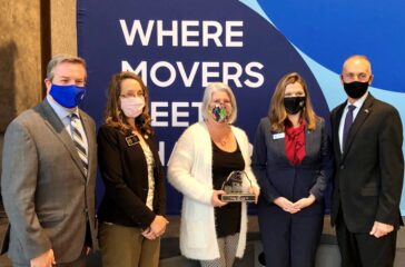 Left to right: John Loud, 2020 Cobb Chamber Chairman; District 1 Commissioner, Keli Gambrill; Cris Eaton-Welsh, Kennesaw Citizen of the Year; Sharon Mason, President and CEO of the Cobb Chamber; Derek Easterling, Mayor of Kennesaw.