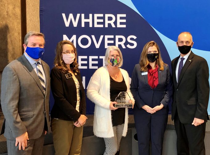 Cobb’s Citizens & Businesses of the Year Left to right: John Loud, 2020 Cobb Chamber Chairman; District 1 Commissioner, Keli Gambrill; Cris Eaton-Welsh, Kennesaw Citizen of the Year; Sharon Mason, President and CEO of the Cobb Chamber; Derek Easterling, Mayor of Kennesaw.