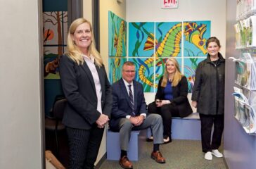 Left to right: Georgia First Lady Marty Kemp; Sgt. Hunter Llewellyn, Cobb County PD; Aleks Jagiella-Litts; and SafePath’s Jinger Robins.