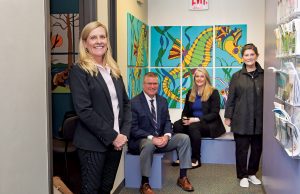 A Powerful Team Left to right: Georgia First Lady Marty Kemp; Sgt. Hunter Llewellyn, Cobb County PD; Aleks Jagiella-Litts; and SafePath’s Jinger Robins.