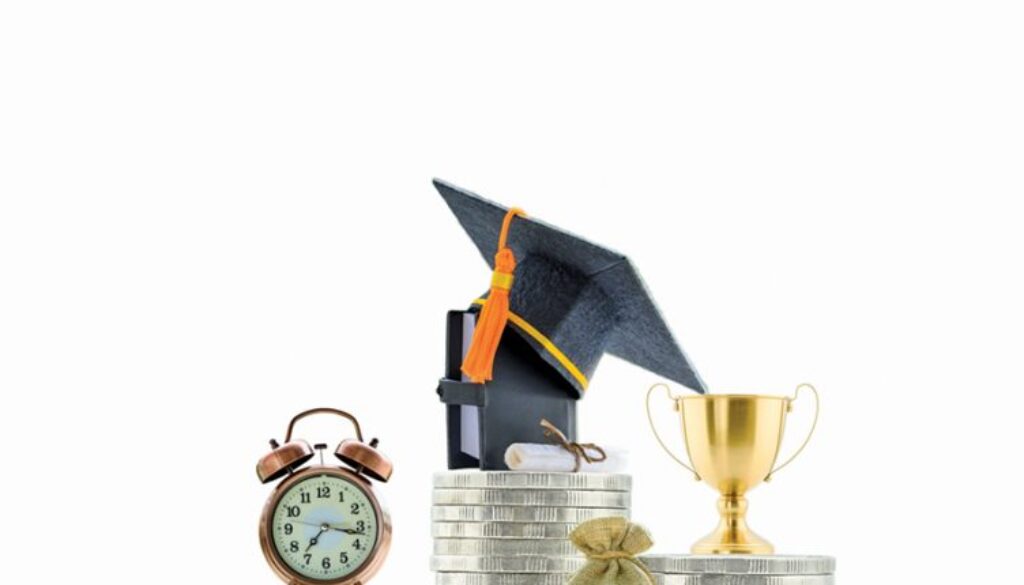 Saving for child education / student loan, financial concept : Depicting money or asset pay for knowledge program