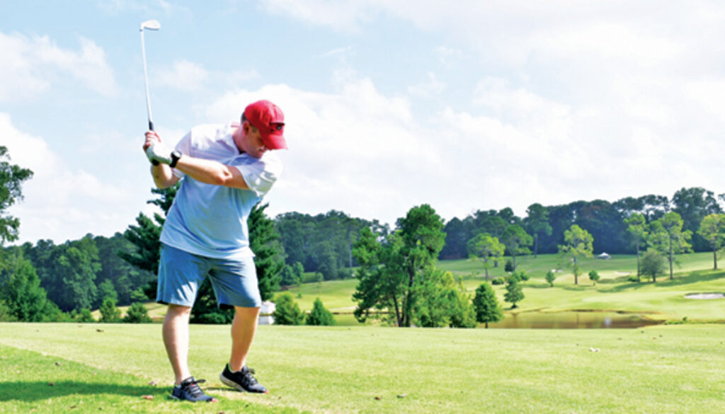 Golfer taking a swing