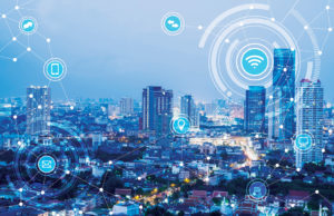 Saving Time And Money icons of wifi, internet, communication, travel, computer and kinds of technology for smart city conceptual