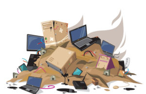 Our E-Waste Problem illustrated pile of old electronics