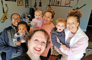 Gift of Music Foundation’s Lauren McBride with participants in one of the Foundation’s baby classes.