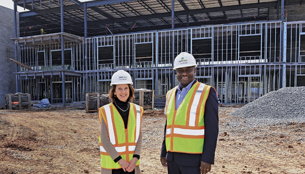 Construction is underway on A.G. Rhodes' Marietta location. Pictured L-R: Katie Smith Sloan, president and CEO of LeadingAge, and A.G. Rhodes CEO Deke Cateau.