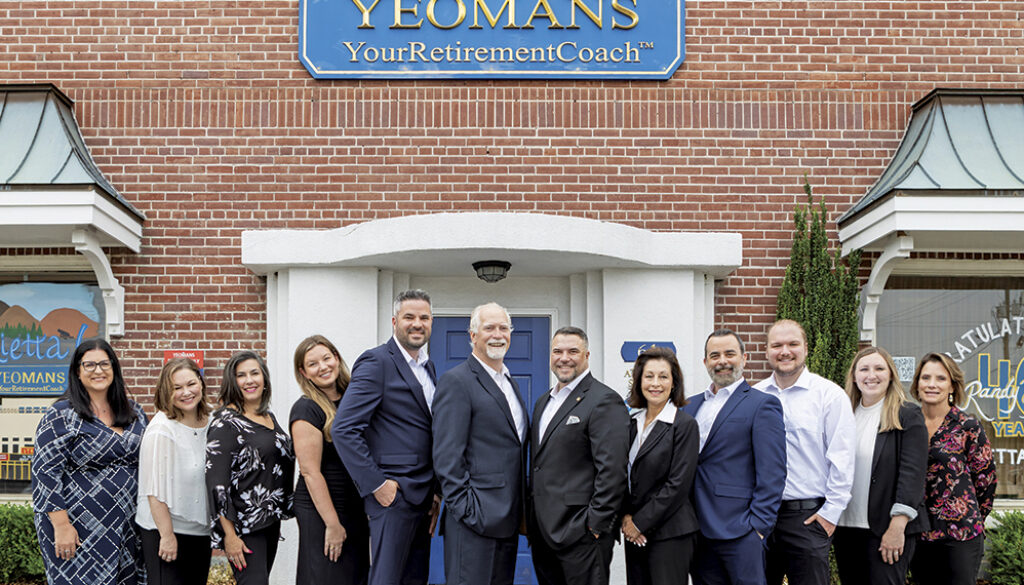 L-R: Jeri Brown, VP of Operations; Jennifer Hart, Client Service Executive; Layla Vanderslice, Client Service Executive; Nicole Eastwood, Director of Marketing; Aaron Calhoun, Financial Planner; Randy Yeomans, CEO; Nic Yeomans, President; Roxanne Dimon, Financial Planner; John Richter, Jr., Financial Planner; Bryce Hart, Client Service Intern; Amber Nguyen, Client Service Executive; and Michelle Stevens, Director of First Impressions.