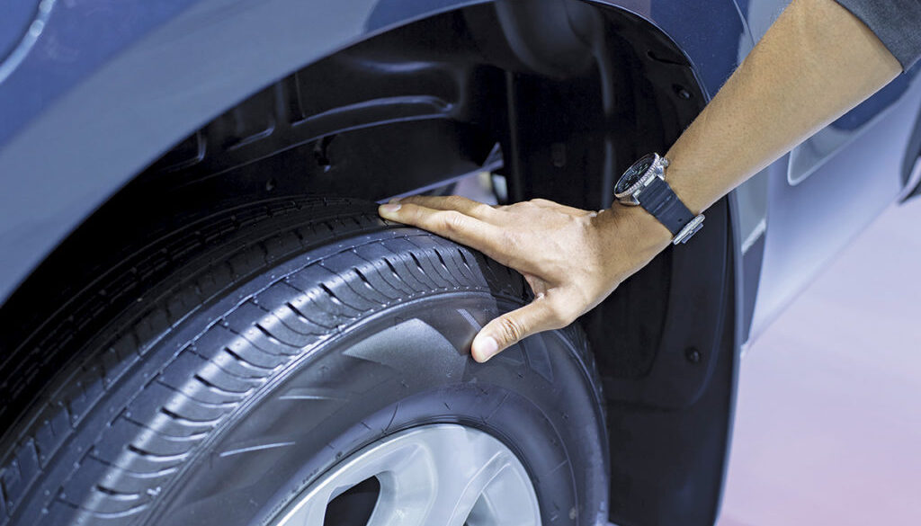 checking air pressure air car tire - Image