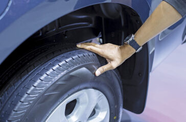 checking air pressure air car tire - Image