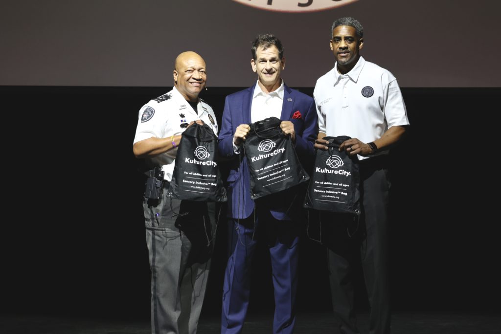 L-R: Cobb County Sheriff Craig Owens, KultureCity’s Dan Vasquenza, and Sheriff’s Office Chief of Staff David Jones.