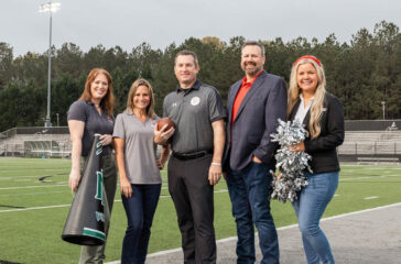 L-R Felicia Wagner, Executive Director, Cobb schools Foundation; Michelle Dobbins, Vice President of Marketing, Credit Union of Georgia; Don Baker, Director of Athletics, Cobb County School District; Brian Albrecht, President/CEO, Credit Union of Georgia; Amanda Arnold, Director of Community Outreach, Credit Union of Georgia.
