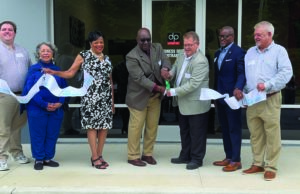 20 West Intermodal Facility Opens In Powder Springs L-R: Ren Henry, Manager Sales DPWagner; Councilwoman Patricia Wisdom; Councilwoman Doris Dawkins; Mayor Al Thurman; DP Wagner General Manager Jeff Hope; Councilman Dwight McMutry; and Mark Parrott, Manager Operations DPWagner.