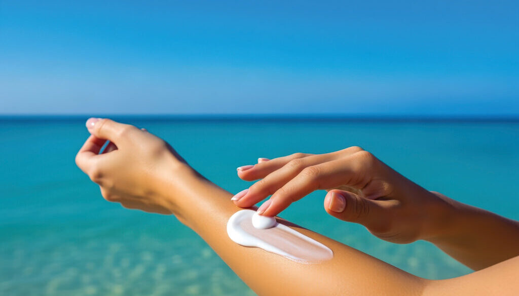 vecteezy_woman-applying-sunscreen-lotion-on-arm-at-beach-for-sun_70709168